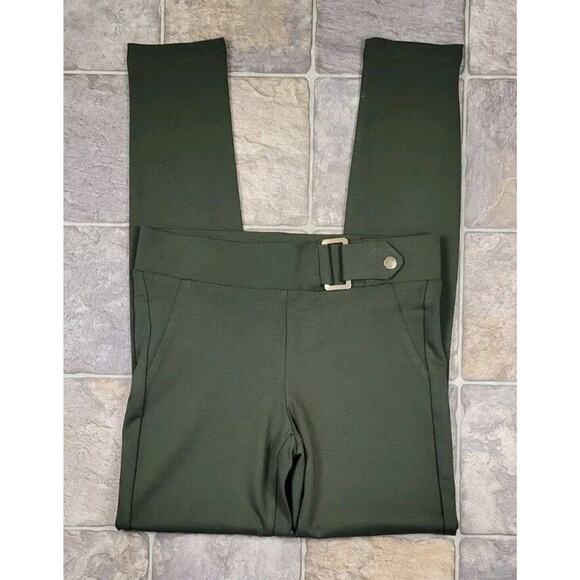Boom Boom Jeans Womens Green Pull On Pants Size M Ankle Gold Buckle Accent - Picture 1 of 5